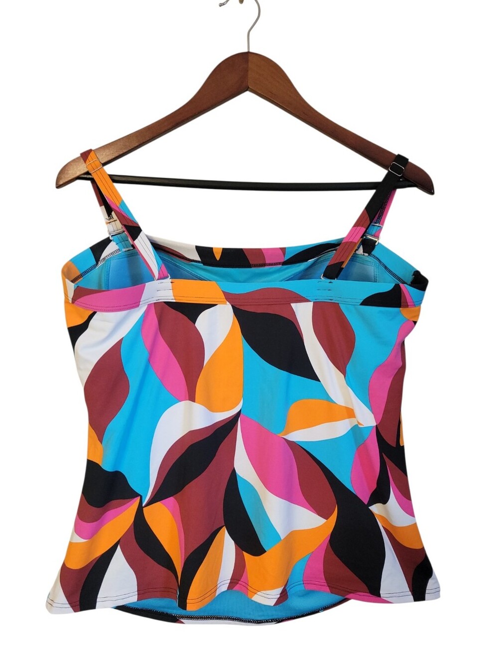 Lands’ End Tankini Swim Top Size 14 Bright Geometric Tummy Control Beach Resort - Picture 3 of 8